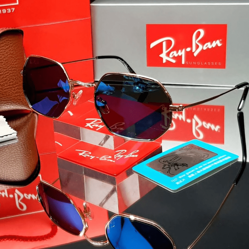 Rayban Octagonal Azul-Dorado