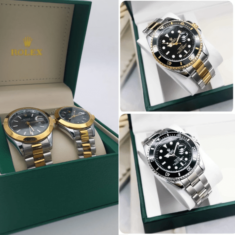 ROLEX DE PAREJA+BICOLORNEGRO+PLATANEGRO
